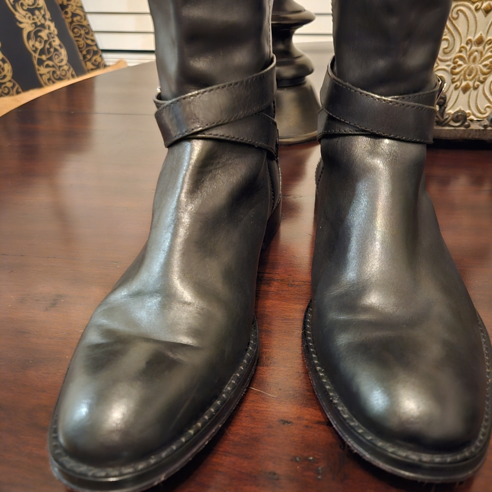 Coach Christine black leather supple pull on riding flat boots 8.5M $398 retail - Picture 4 of 8